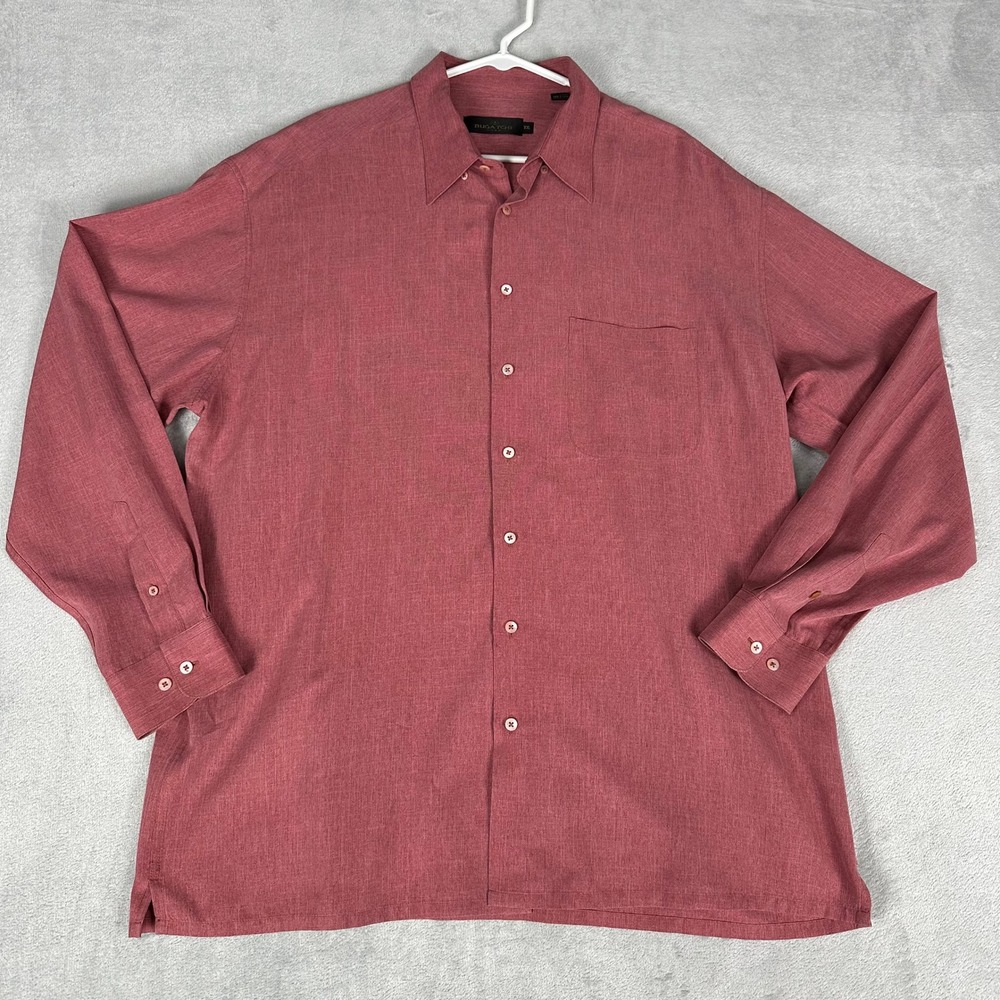 Bugatchi Uomo Shirt Mens XXL Red Textured Long Sleeve Button Up Casual Dress